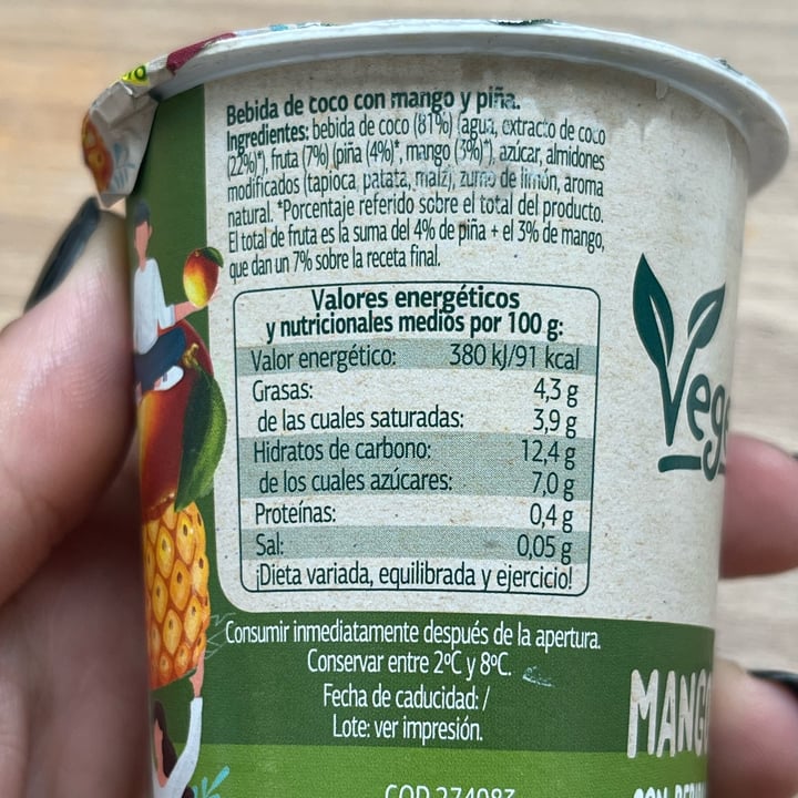 photo of Vegedia Yogur de mango-piña con bebida de coco shared by @elisalu on  19 Jul 2022 - review