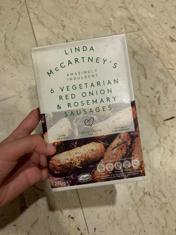 review photo of Linda McCartney's 6 Vegetarian Red Onion & Rosemary Sausages shared by @yasminchia on 04 Mar 2020 - review