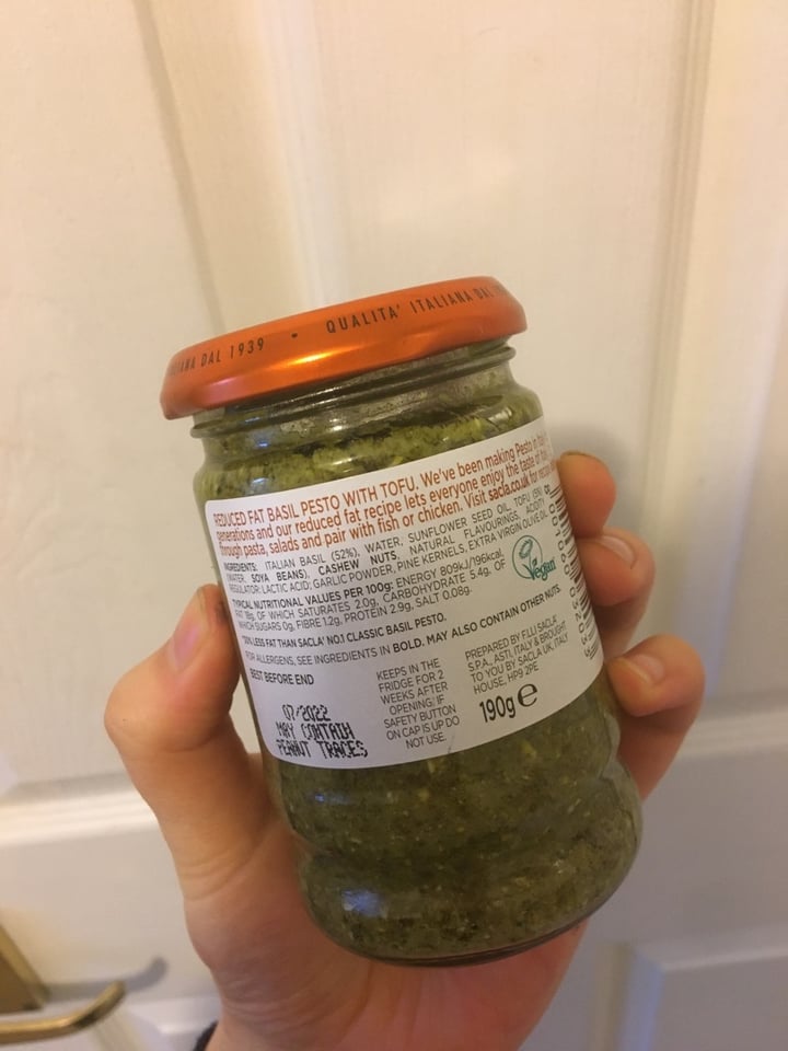 photo of Sacla' Reduced Fat Basil Pesto shared by @hollydylan on  04 Feb 2020 - review
