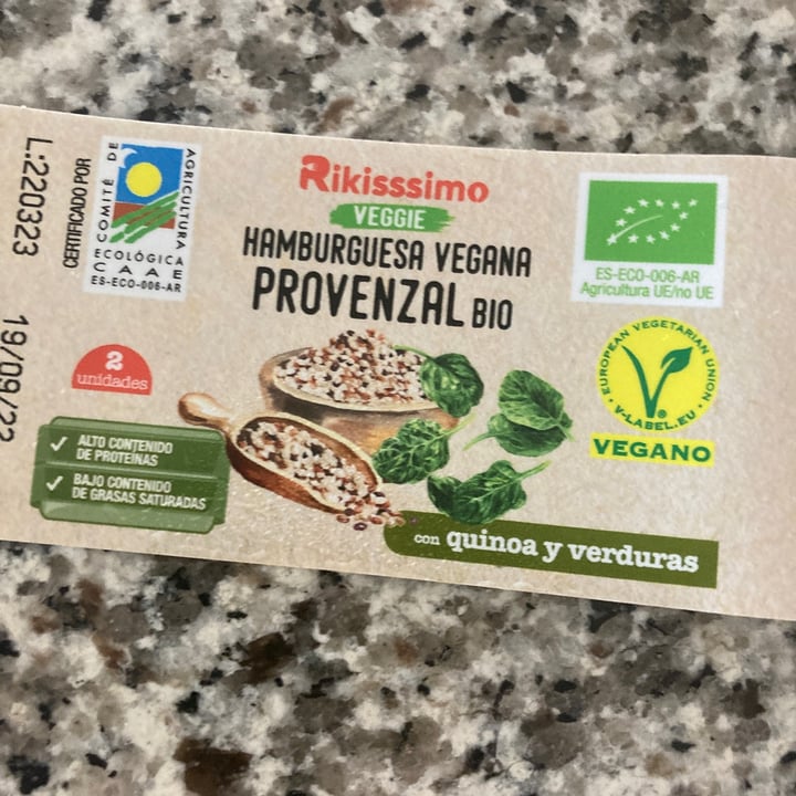 photo of Rikissimo Hamburguesa quinoa y verduras shared by @artkalis on  09 Jul 2022 - review