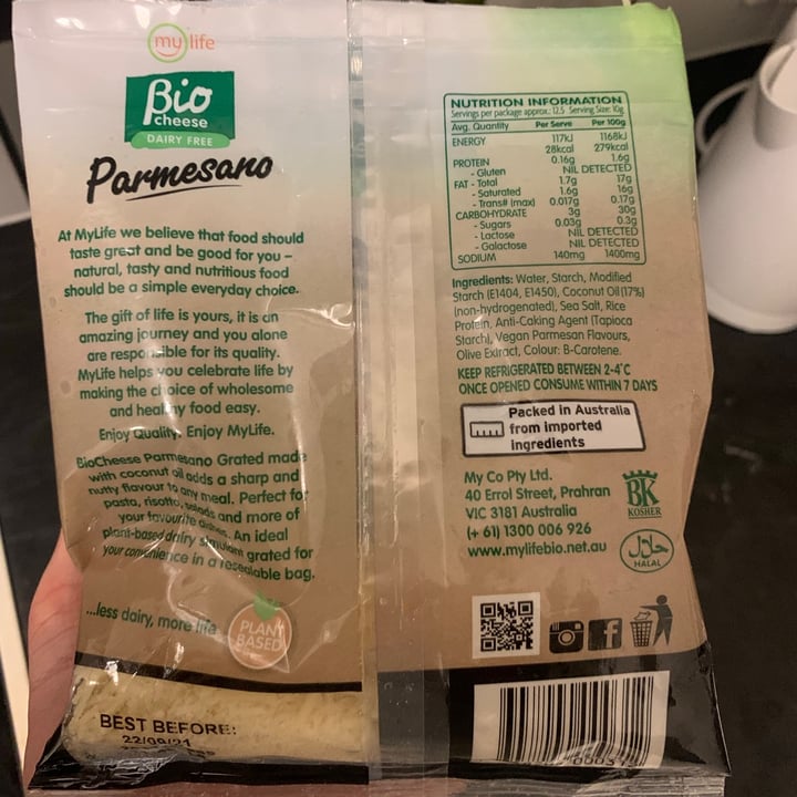 photo of Bio Cheese Dairy-Free Parmesano shared by @naomimk on  28 Jun 2021 - review