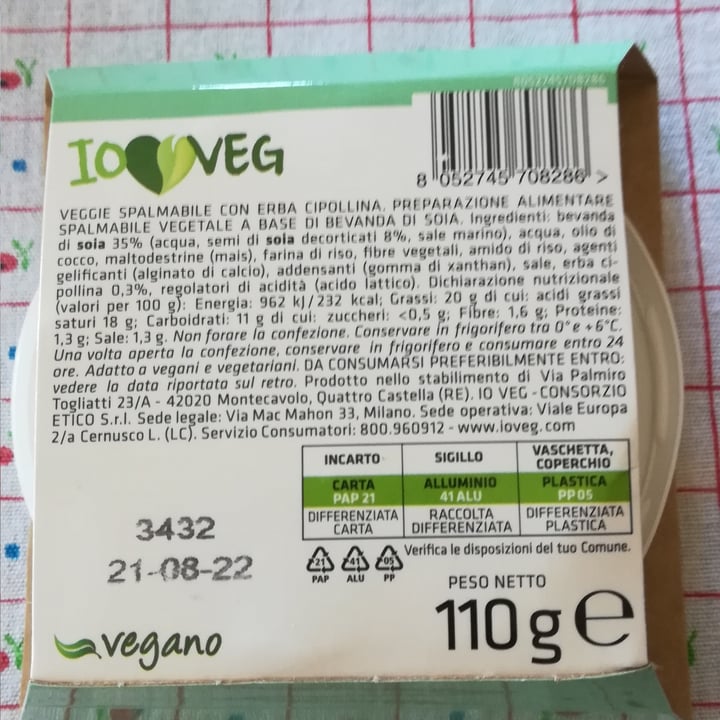review photo of ioVEG Veggie spalmabile con erba cipollina shared by @sarvega2 on 26 Jun 2022 - review