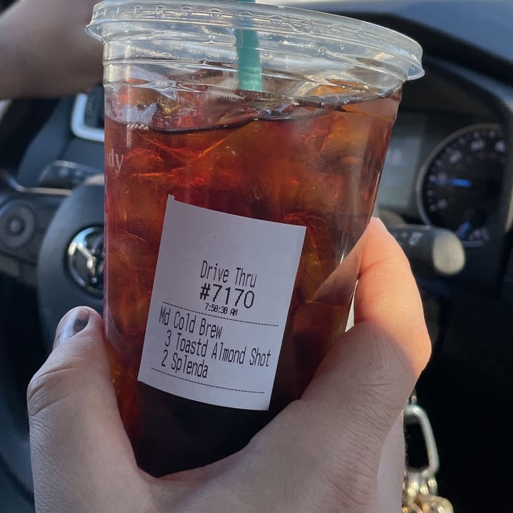 review photo of Dunkin' Cold brew with toasted almond shot shared by @imavegan247 on 27 Feb 2022 - review