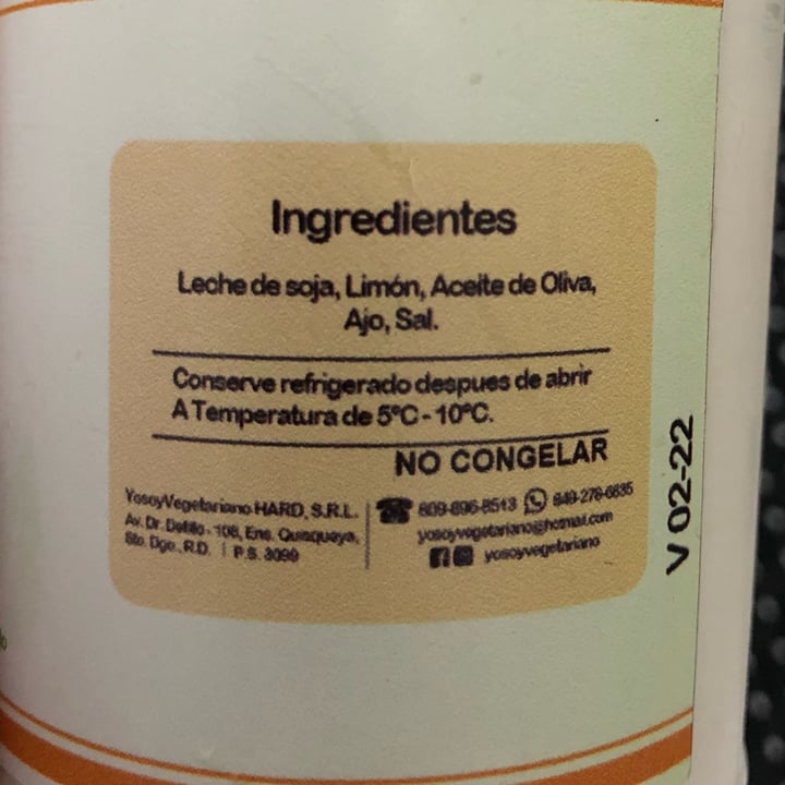 review photo of Yosoyvegetariano Mayonesa vegana shared by @danielaromen on 10 Jan 2022 - review