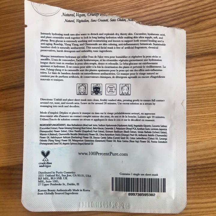 photo of 100% PURE Deep Hydration Sheet Mask shared by @delphinesupanya on  17 Sep 2020 - review