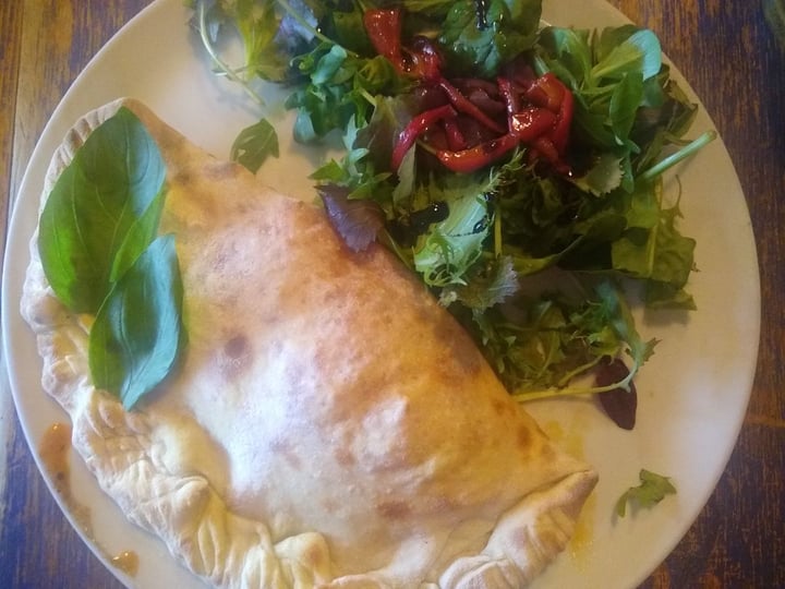 photo of The Square Orange Café Marinara Calzone With Asparagus Olives + Red Peppers shared by @veganurse on  03 Mar 2020 - review