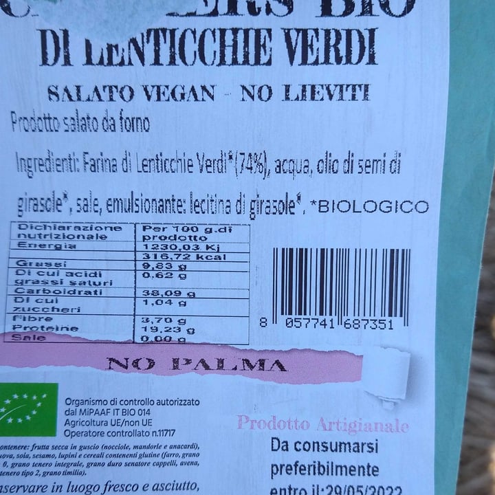 photo of Pasticceria Manzi biologica Crackers di Lenticchie Verdi shared by @benedetta88 on  13 Mar 2022 - review
