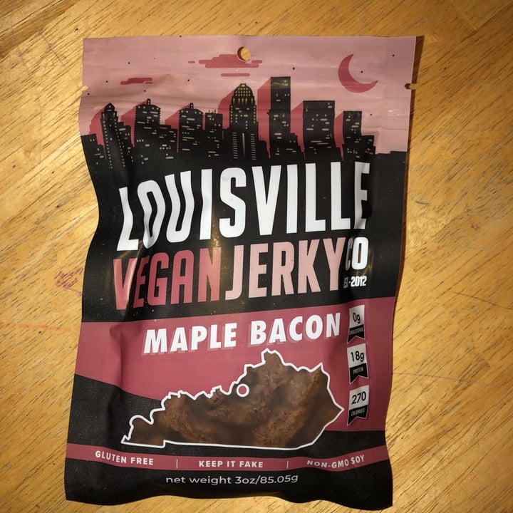photo of  Louisville Vegan Jerky Co. Maple bacon vegan jerky shared by @kaycelovesveggies on  13 Oct 2020 - review