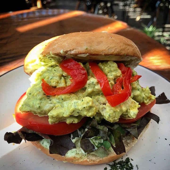 photo of Dolce Bakery Vegan chicken pesto bagel shared by @capetownvegan on  16 Feb 2021 - review
