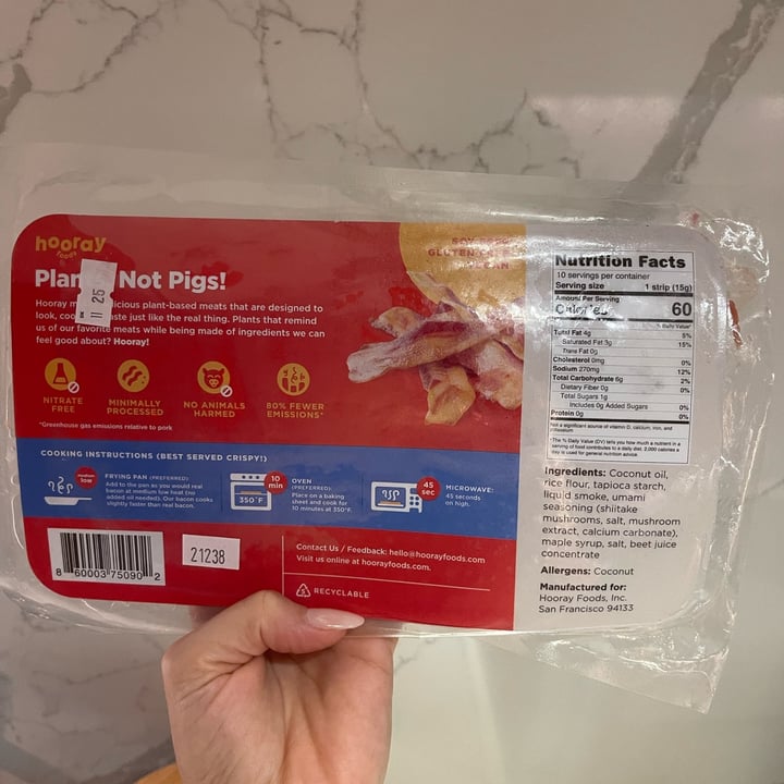 photo of Hooray Foods Plant-based Bacon shared by @sandy87 on  18 Oct 2021 - review