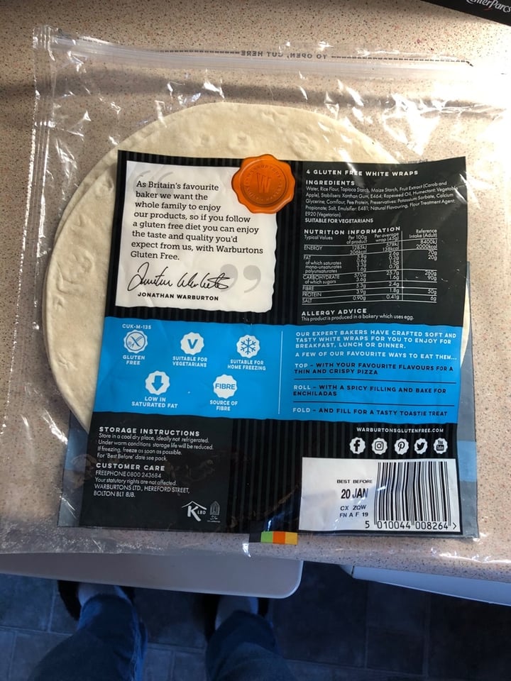 photo of Warburtons Gluten Free White Wraps shared by @elwa21 on  18 Jan 2020 - review