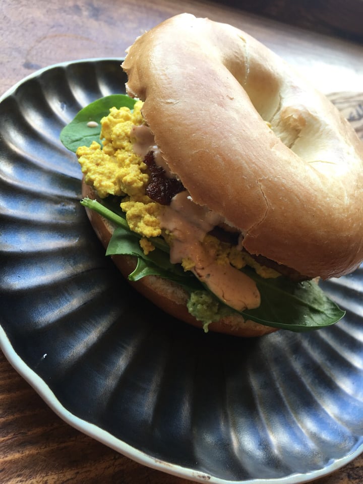 review photo of Sacred Space All day breakfast bagel shared by @tinathetinyvegan on 14 Apr 2020 - review