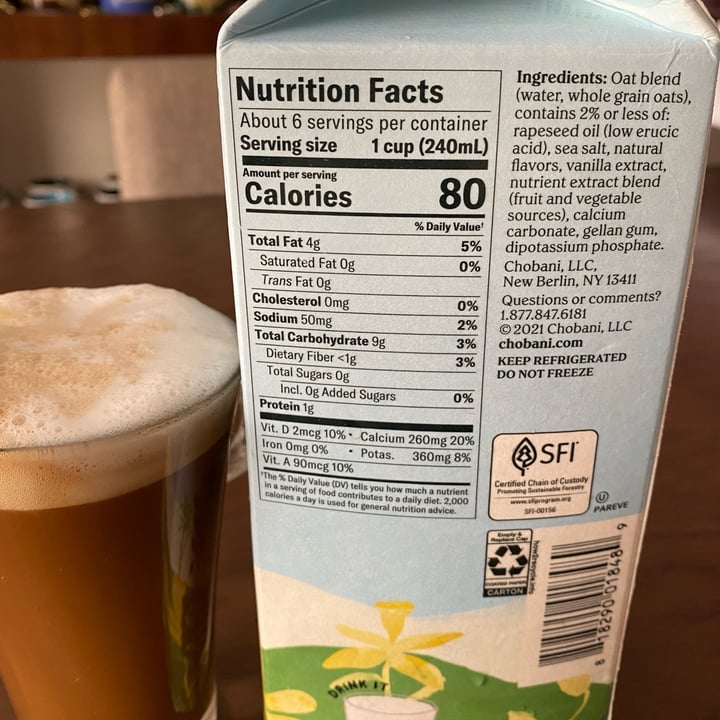 photo of Chobani Chobani oat Milk Sugar Free/ shared by @shizomaru on  27 Oct 2021 - review