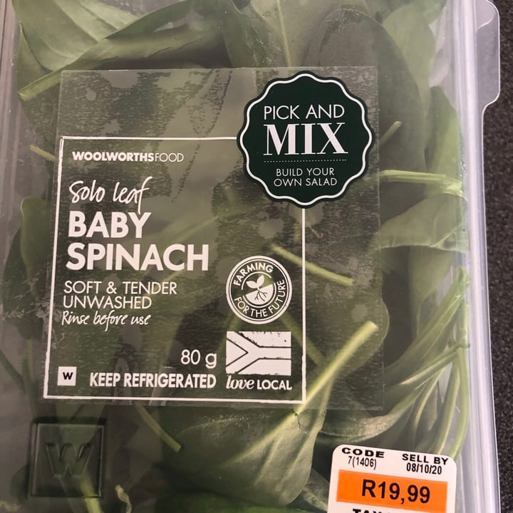 photo of Woolworths Food Baby Spinach shared by @plantpoweredpayalla on  04 Oct 2020 - review