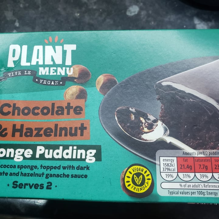 photo of Plant Menu Chocolate & hazlenut sponge pudding shared by @jbjumping on  11 Jan 2022 - review