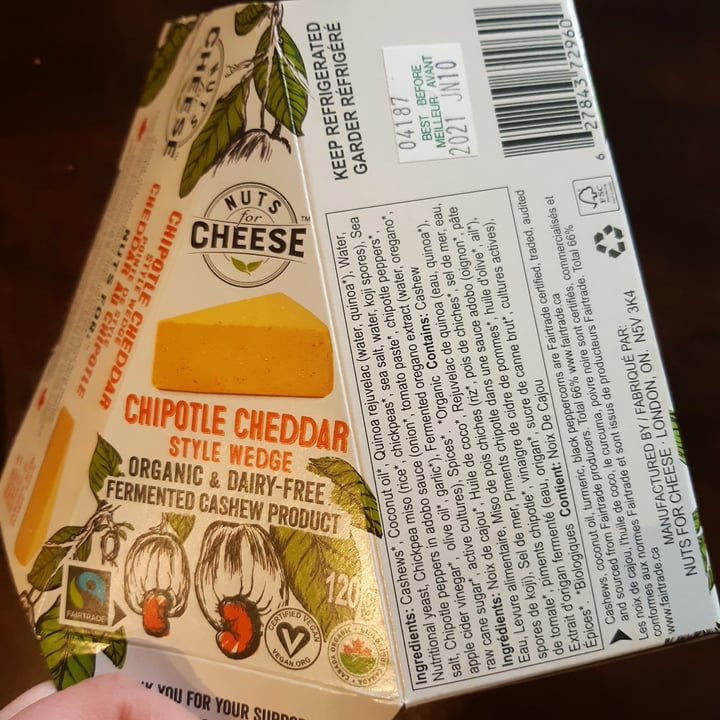 photo of Nuts For Cheese Chipotle Cheddar Cashew Cheese shared by @hbchic on  15 Jan 2021 - review
