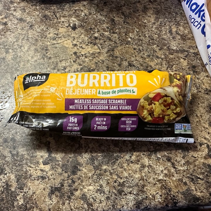 review photo of Alpha Foods Breakfast Burrito Meatless Sausage Scramble shared by @rnyvegan on 05 Nov 2022 - review