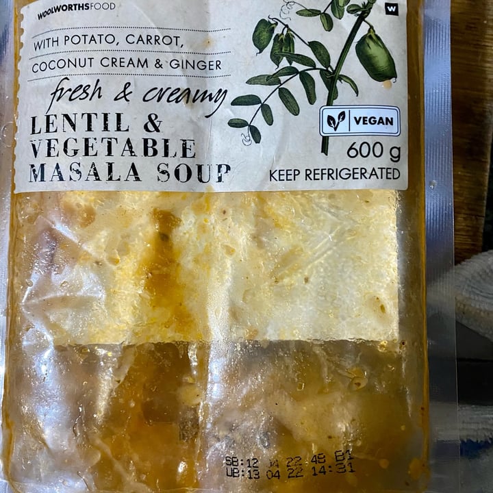 photo of Woolworths Food Lentil & Vegetable Masala Soup shared by @andrew309 on  04 Apr 2022 - review