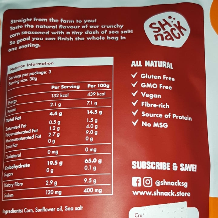 photo of Shnack Premium Corn Sea Salt shared by @rrhhorh on  26 Dec 2021 - review