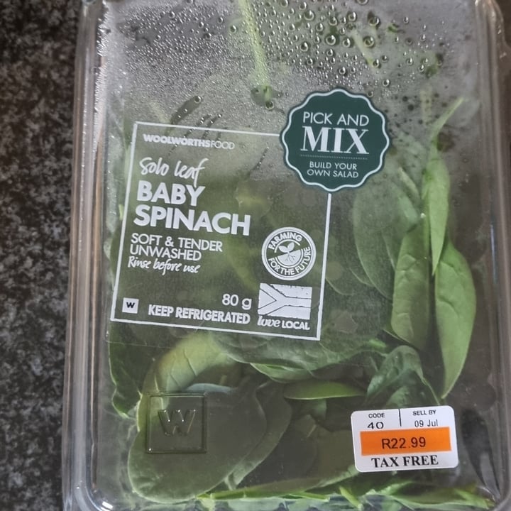 photo of Woolworths Food Baby leaf spinach shared by @sunshineyum on  30 Jul 2022 - review