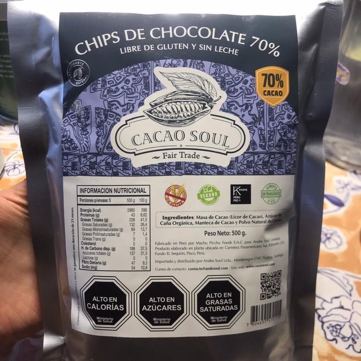 photo of Cacao Soul Chips De Chocolate 70% shared by @quiltraa on  04 Jan 2021 - review