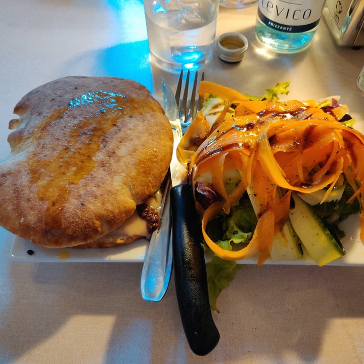 photo of sullaluna puccia (wood-fired panino) with cannellini bean cream, chicory puntarelle and patè of taggiasche olives shared by @hellyeahkate on  27 Jul 2020 - review