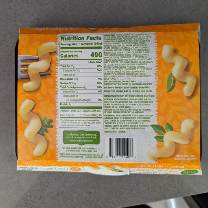 photo of Simple Truth Plant-Based Mac N' Cheez shared by @davidvu on  17 Mar 2022 - review