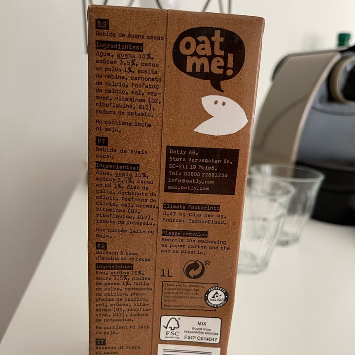 photo of Oatly Batido de avena y cacao shared by @mariachiaragu on  11 May 2022 - review