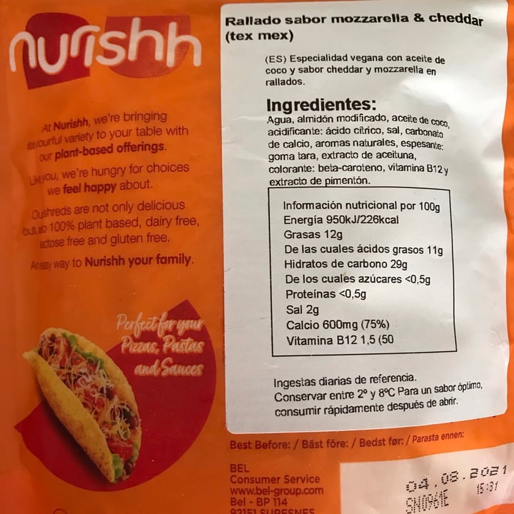 review photo of Nurishh Queso rallado estilo cheddar shared by @rebevegana on 08 Jun 2021 - review