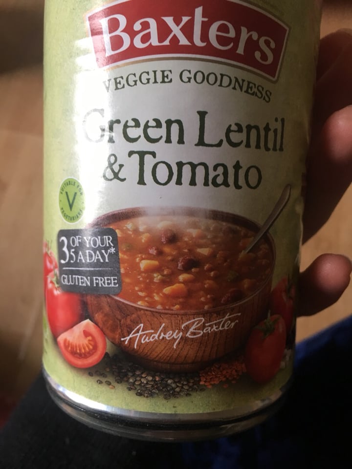 photo of Baxters Green lentil and tomato soup shared by @velvetveganworld on  27 Apr 2020 - review