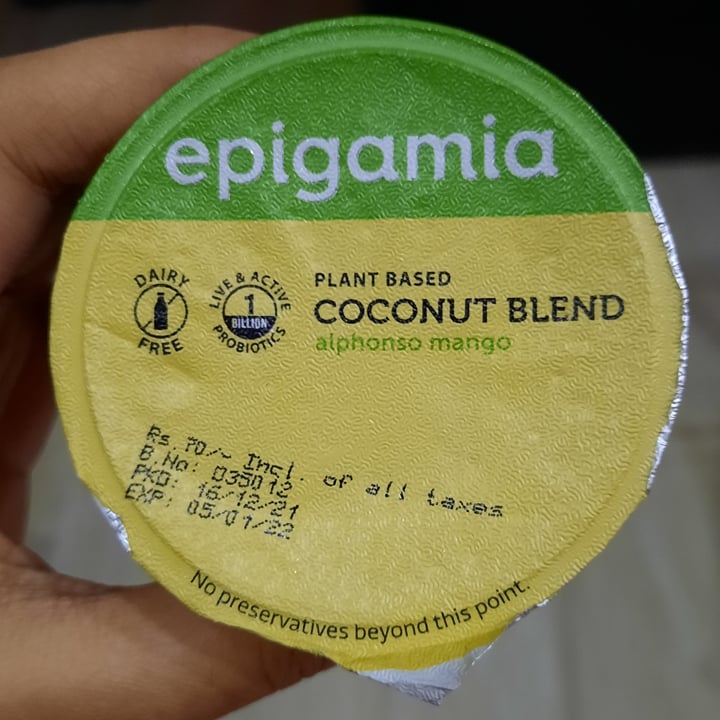photo of Epigamia Coconut Milk Yoghurt Alphonso Mango shared by @anweshagoel on  29 Dec 2021 - review