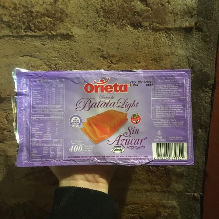 photo of Orieta Dulce de batata sin azúcar shared by @marcegrilli on  09 Aug 2021 - review