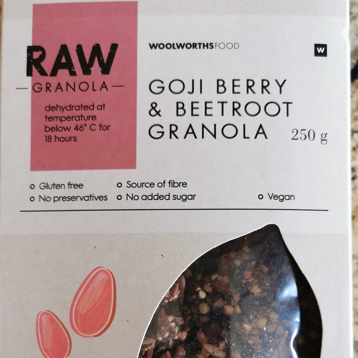photo of Woolworths Food Raw Granola - Goji Berry & Beetroot Granola shared by @veganpower001 on  03 Jul 2020 - review