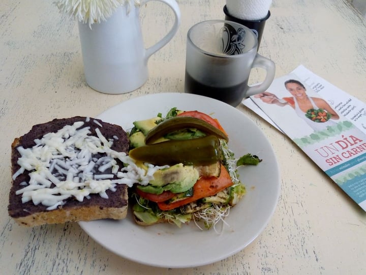 review photo of Restaurant tierra mestiza Emparedado De Vegetales Salteados Y Mozarella Vegano 🧀 🌱 Con Germinado, Aguacate Jitomate Y Frijoles shared by @giovannijaguar on 05 Mar 2020 - review