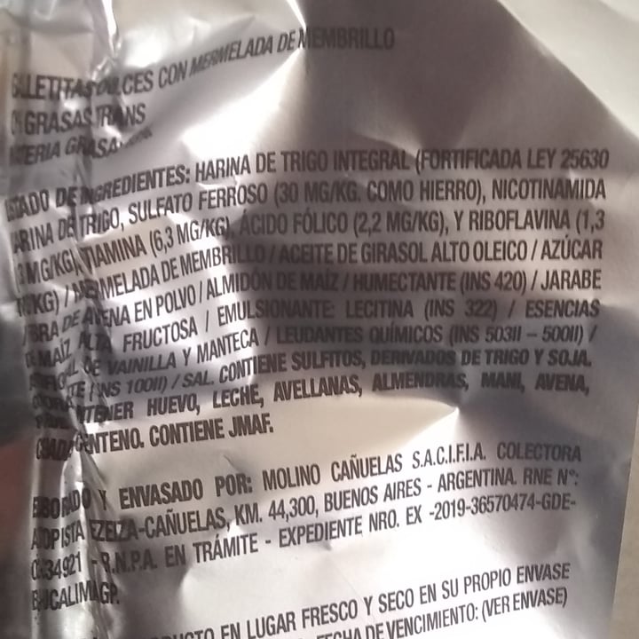 review photo of Molino Cañuelas Pepas de Harina Integral con Membrillo shared by @tefiesber on 28 Aug 2020 - review