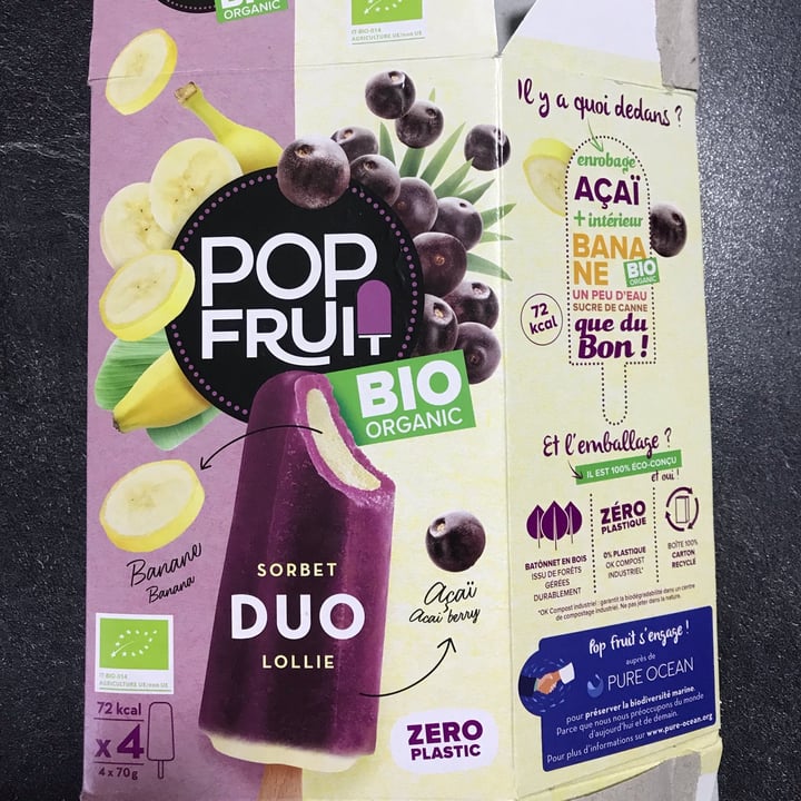 photo of Pop fruit Sorbet Duo Lollie Acai Banane shared by @traceyinfr on  23 Jul 2022 - review