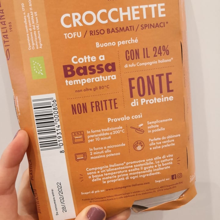 photo of Compagnia Italiana Crocchette Tofu / Riso Basmati / Spinaci shared by @vivianacantoo on  11 Feb 2022 - review