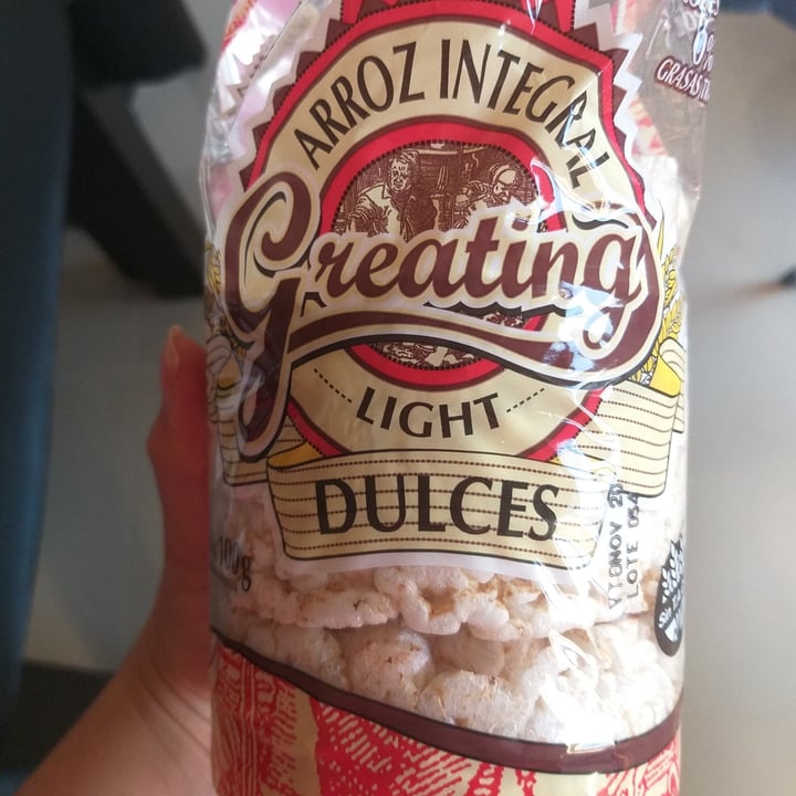 photo of Greating Galletas de Arroz Integral Light Dulces shared by @maybustos on  21 Sep 2020 - review