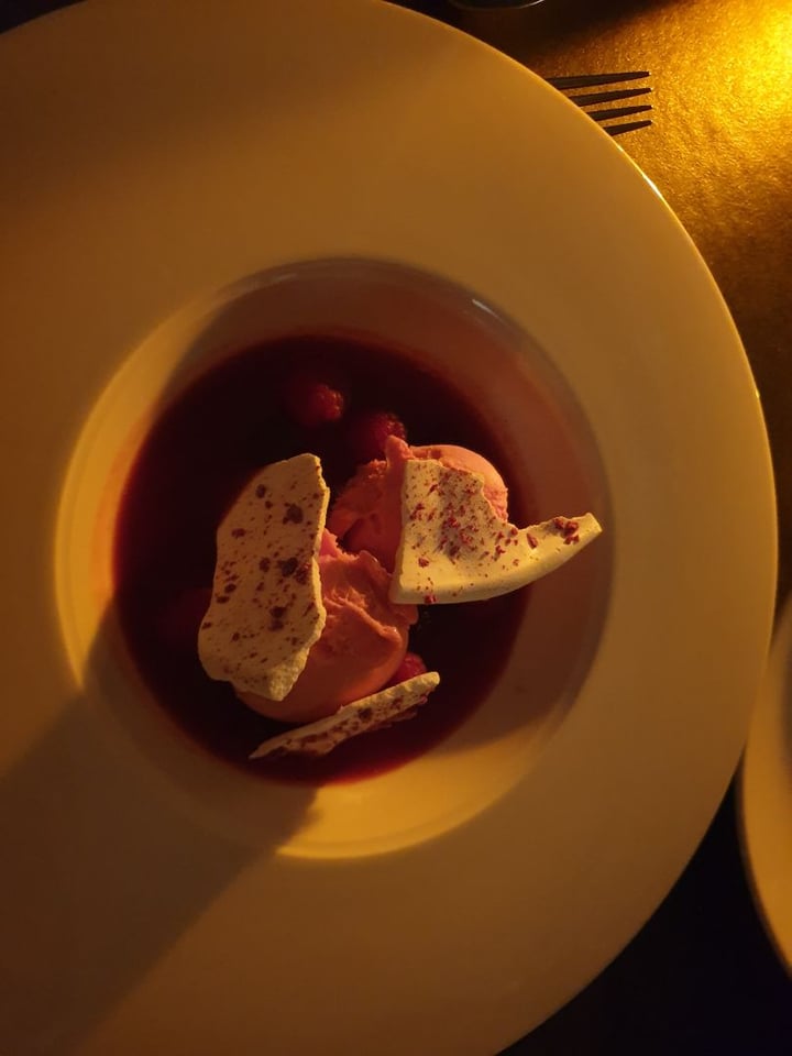photo of Cafe Sydney Raspberry consomme with sorbet,  jelly,  meringue,  berries shared by @snooby on  29 Aug 2019 - review