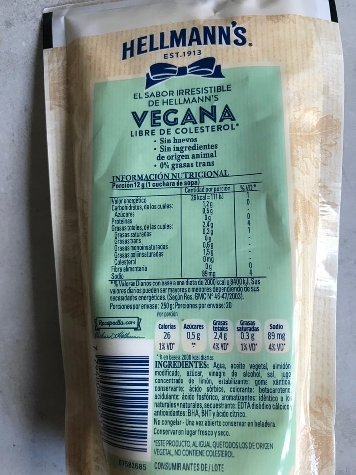 photo of Hellmann’s Hellman’s Vegan Mayonnaise shared by @vickycampano on  14 Feb 2020 - review