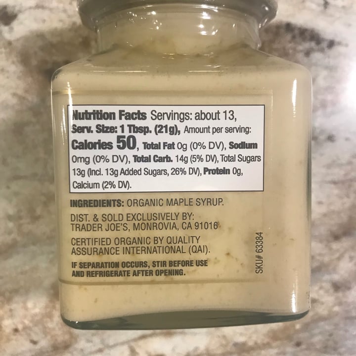 photo of Trader Joe's Organic Maple butter shared by @dianna on  10 Oct 2020 - review