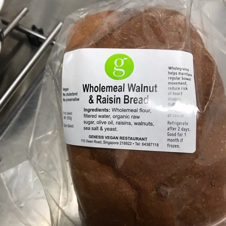 photo of Genesis Vegan Restaurant Wholemeal Walnut and Raisin Bread shared by @ziggyradiobear on  02 Sep 2019 - review