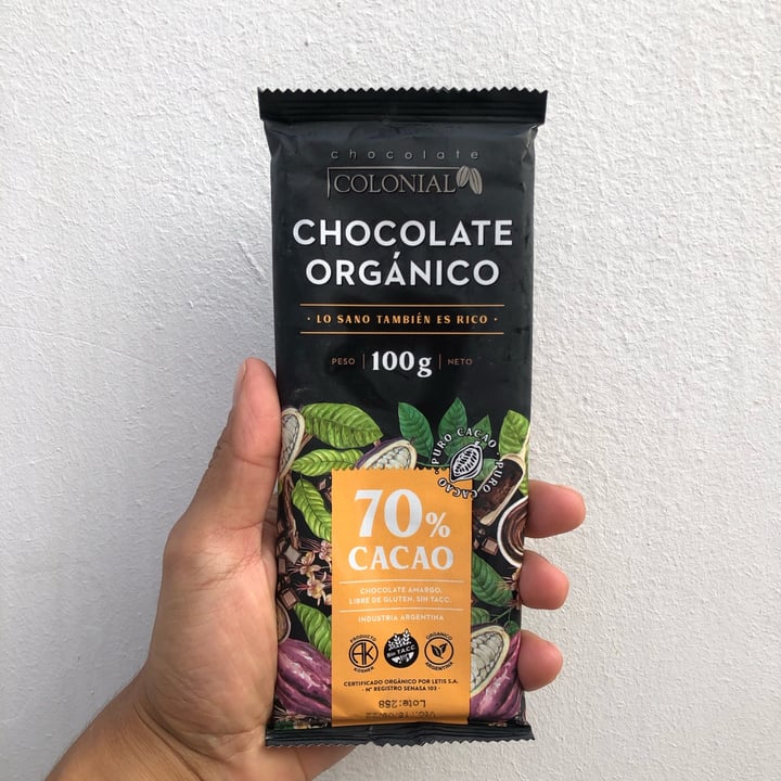 photo of Chocolate Colonial Chocolate orgánico 70% shared by @lorayne26 on  23 Mar 2022 - review