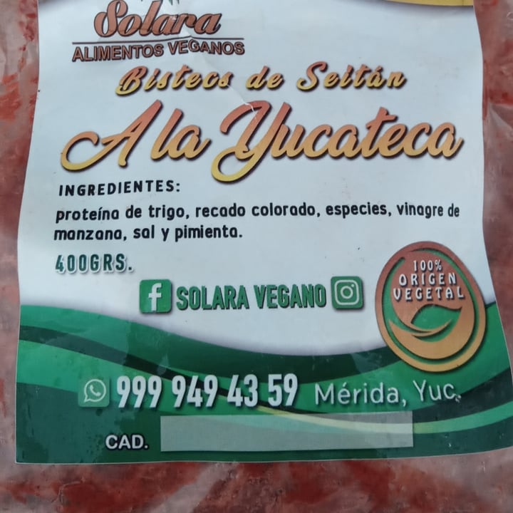 photo of Solara Bistec de Seitan a la Yucateca shared by @pamelamorales on  26 Nov 2022 - review