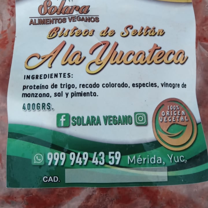 review photo of Solara Bistec de Seitan a la Yucateca shared by @pamelamorales on 26 Nov 2022 - review