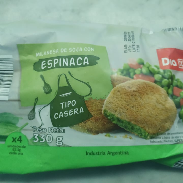 review photo of Dia% Milanesas de soja con espinaca shared by @luuciiaromero on 09 Jul 2020 - review