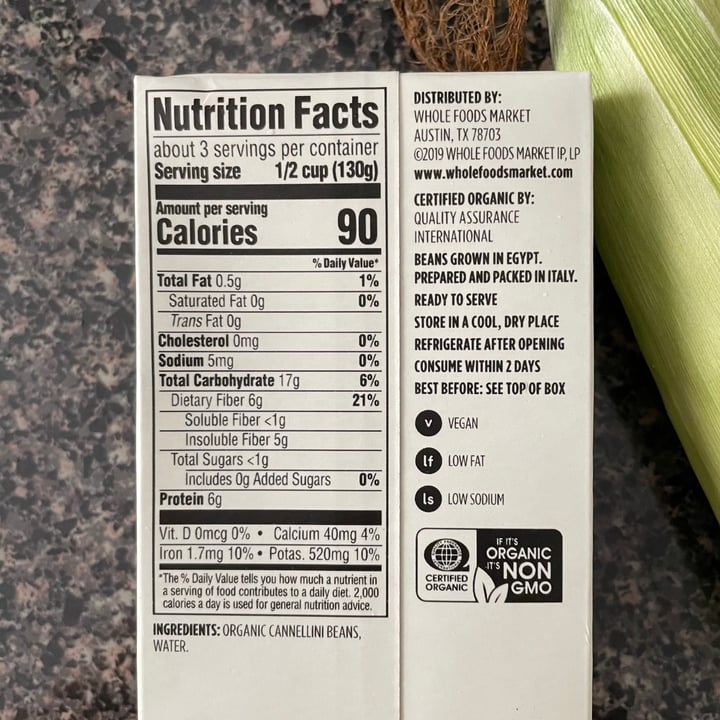 review photo of Whole Foods Market Organic Cannellini Beans - No Salt Added shared by @aqualing on 09 Jul 2021 - review