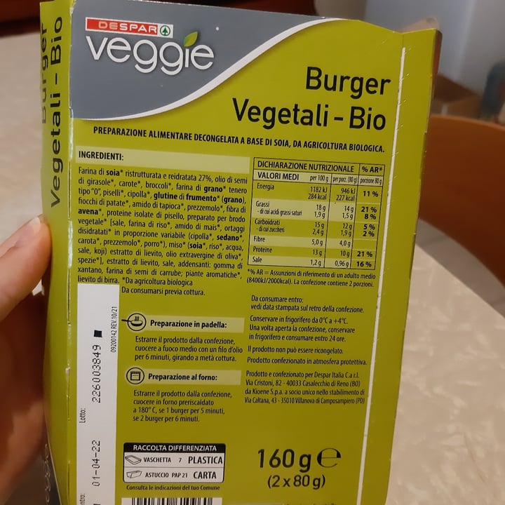 photo of Despar Veggie Burguer Bio Naturale shared by @ule on  19 Apr 2022 - review