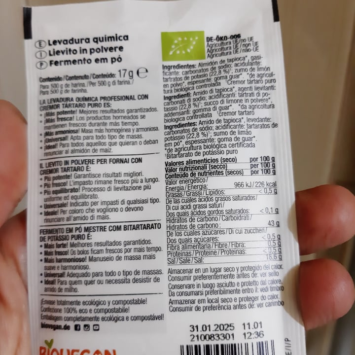 photo of Biovegan Lievito in polvere per fornai shared by @irr82 on  14 Apr 2022 - review