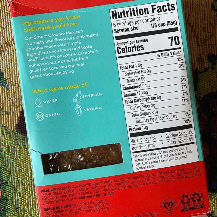 photo of Lightlife Smart Ground Meatless Mexican Crumbles shared by @yarilovezzucchini on  16 Jan 2022 - review